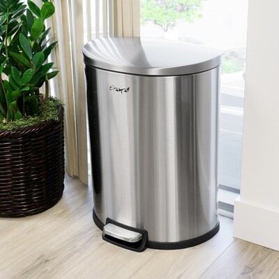 Elama Stainless Steel Indoor Step Trash Can, 13 Gallon, Silver (938121375M)