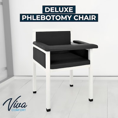 Viva Comfort Antimicrobial Phlebotomy Blood Drawing Chair, 350 lbs. Capacity, Black (ADI997-02-BLK-M