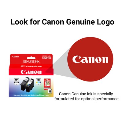 Canon PG-295XL/CL-286XL Black/Tri-Color High Yield Ink Cartridge and Paper Bundle, 2/Pack (7164C005)