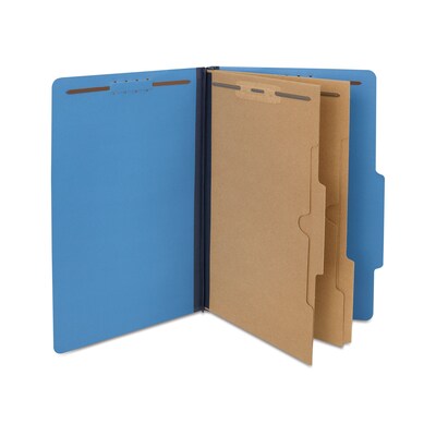 Quill Brand® 2/5-Cut Pressboard Classification Folders with Pockets, 2 Partitions, 6-Fasteners, Lega