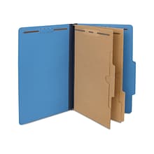 Quill Brand® 2/5-Cut Pressboard Classification Folders with Pockets, 2 Partitions, 6-Fasteners, Lega