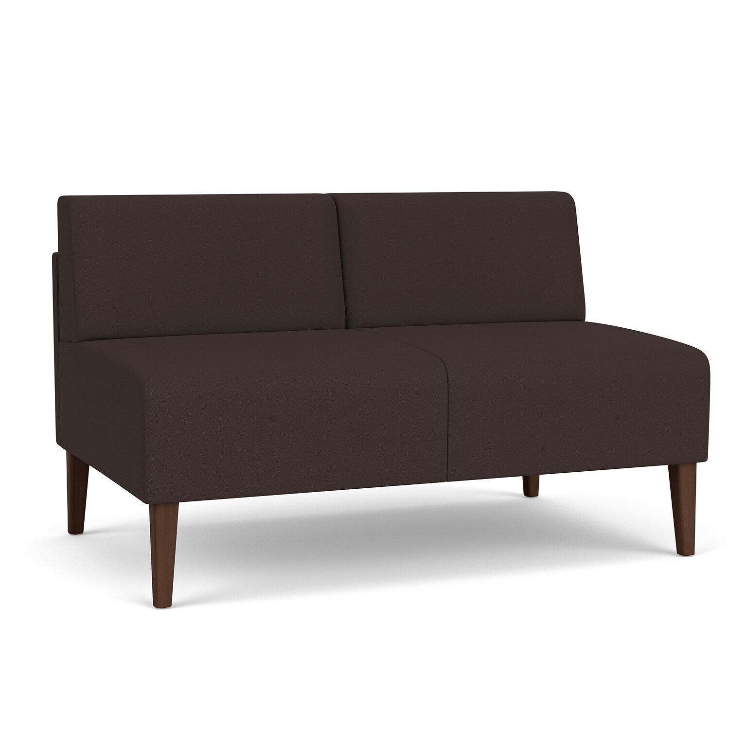 Lesro Luxe 48W Fabric Loveseat, Open House Coffee Bean/Riftwood Walnut (LX1502.FRW-01OHCB)