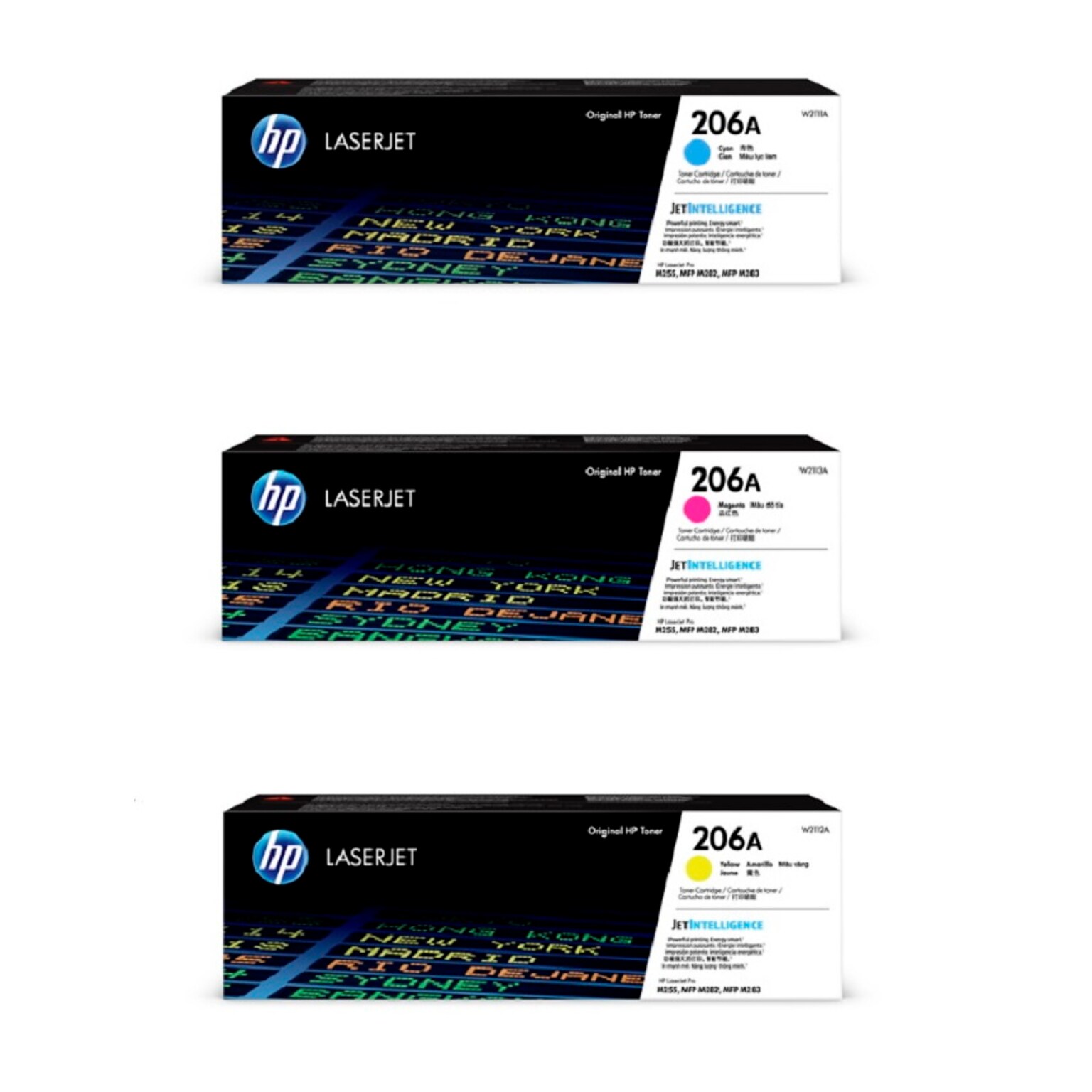 HP 206A Cyan/Magenta/Yellow Standard Yield Toner Cartridge Set, 3/Pack