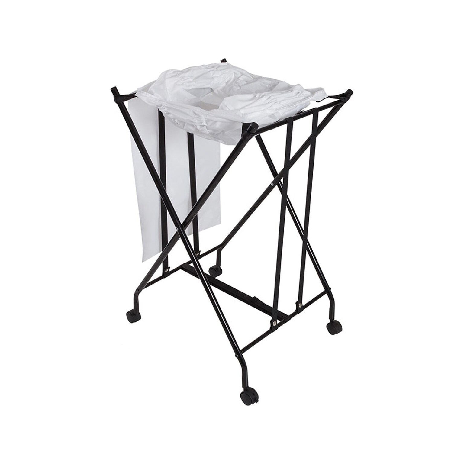 Honey-Can-Do Collapsible Wheeled Bounce-Back Hamper with Lid, Black/White (HMP-09748)