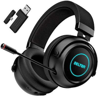 Delton G520 Wireless Noise Canceling Bluetooth Stereo Business/Gaming Over-the-Ear Computer Headset,