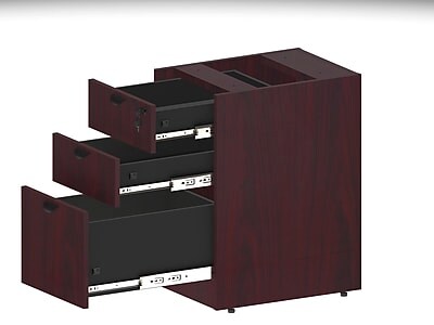 Boss Office Products 71"W L-Shaped Executive Corner Desk with Box/Box/File Storage Pedestal, Mahogany (GROUPA10-M)