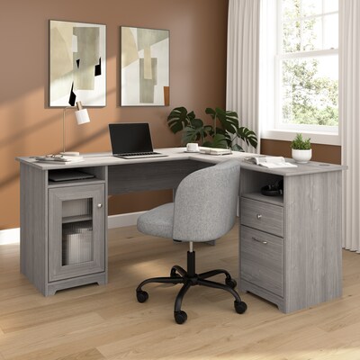 Bush Furniture Cabot 60"W Wood L-Shaped Computer Desk, Modern Gray (WC31330K)