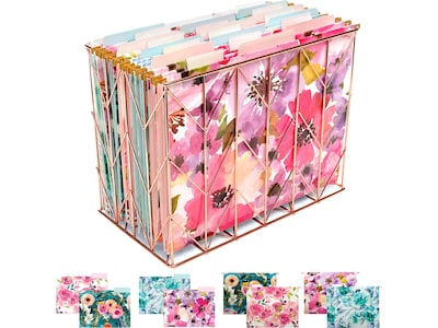 Global Printed Products Deluxe Designer Floral Hanging File Folder Kit, 1/3-Cut Tab, Letter Size, As