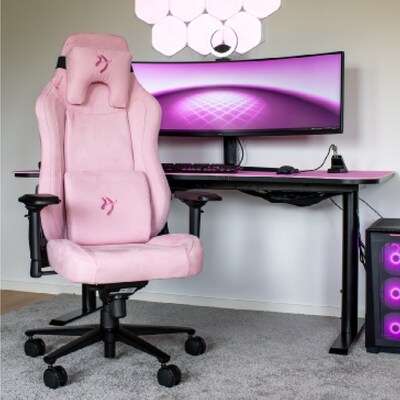Arozzi Vernazza Supersoft Fabric Ergonomic Racing Gaming Chair, Pink (VERNAZZA-SPSF-PNK)