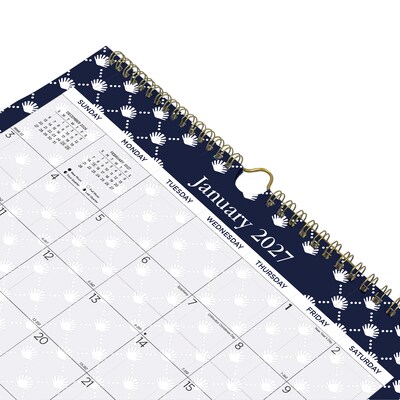 2027 Blueline Nautical 15" x 12" Monthly Wall Calendar, White/Navy (C171113-27)