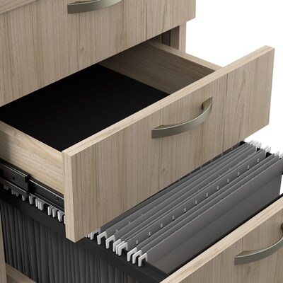 Bush Business Furniture Easy Office 45"H x 119"W 4 Person Back to Back Cubicle Panel Workstation, Natural Elm (EOD660SNE-03K)
