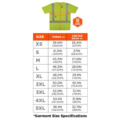 GloWear 8282 High Visibility Short Sleeve T-Shirt, ANSI Type R Class 2, Lime, 3XL (21837)