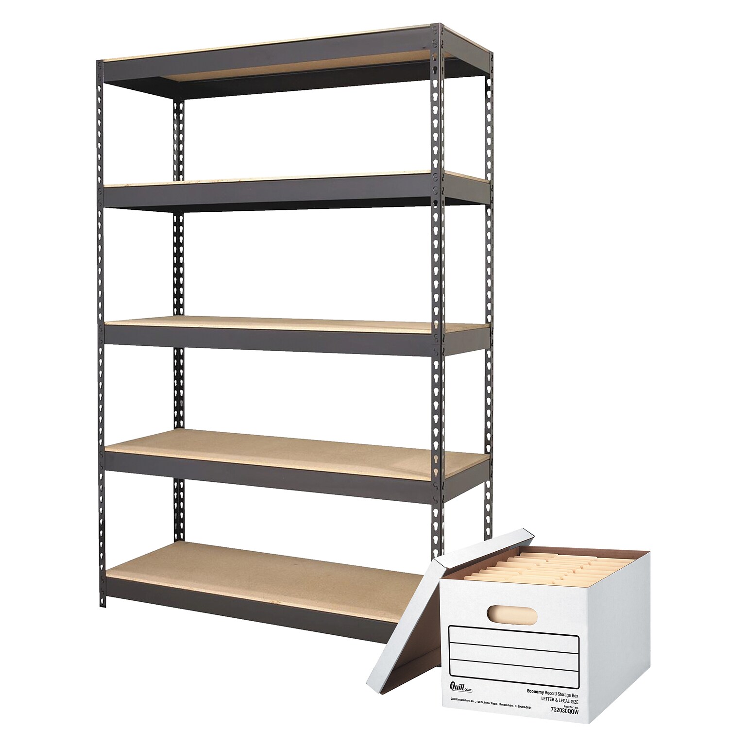 File Storage Shelf with Filing Boxes