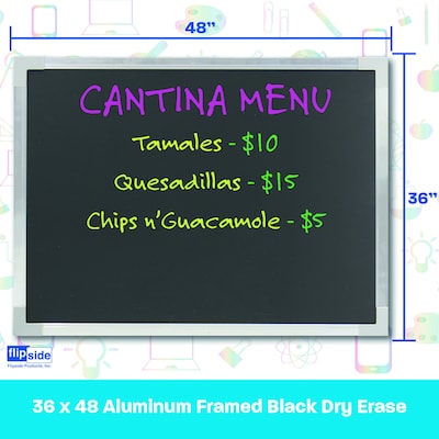 Flipside Dry-Erase Blackboard, Aluminum Frame, 36" x 48" (17941)