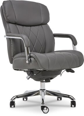 La-Z-Boy Sutherland Ergonomic Bonded Leather Swivel Computer and Desk Chair, Gray (CHR10048B)