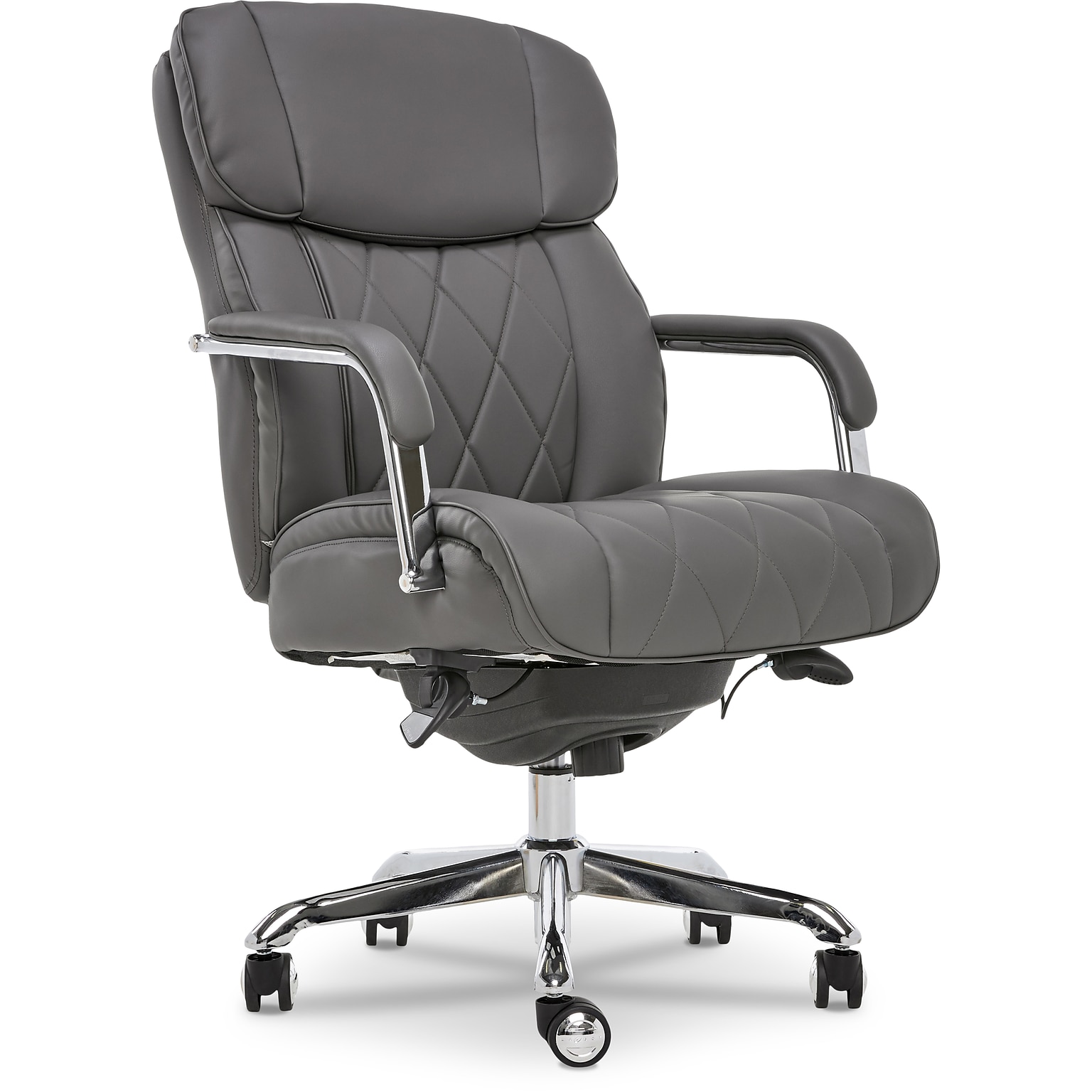 La-Z-Boy Sutherland Ergonomic Bonded Leather Swivel Computer and Desk Chair, Gray (CHR10048B)