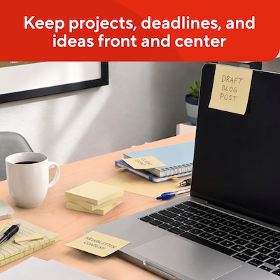 Staples Sticky Notes, 3" x 3", Sunshine Collection, 3600 Sheets – Standard Self-Stick Notes for Messages, Reminders & Planning