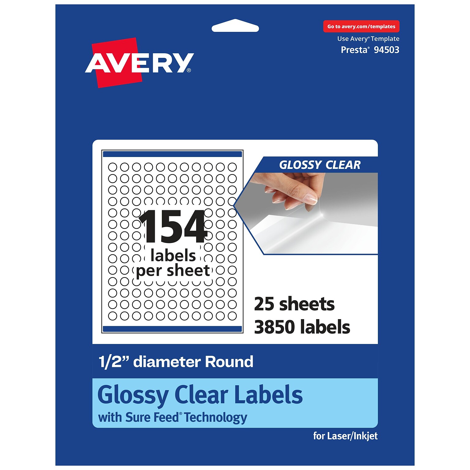Avery Laser/Inkjet Round Multipurpose Labels, 0.5 Dia., 3850 Labels/Pack (94503)