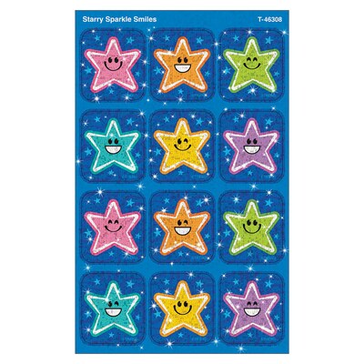 Trend Enterprises Starry Smiles Sparkle Stickers, Multicolored, 24/Pack, 6/Packs/Bundle (T-46308-6)