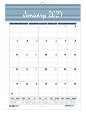 2027 House of Doolittle Bar Harbor 22 x 31.25 Monthly Wall Calendar, Blue/Gray (334-27)