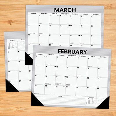 2026 Willow Creek Pinstripe 22 x 17 Monthly Desk Pad Calendar, Gray (57261)