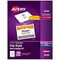 Avery Clip Style Laser/Inkjet Name Badge Kit, 3" x 4", Clear Holders with White Inserts, 50/Box (74536)