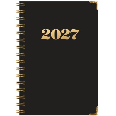 2027 Excello Brands 6" x 8" Weekly & Monthly Standard Planner, Paperboard Cover, Black/Gold (FSHN-CY27-58-12)