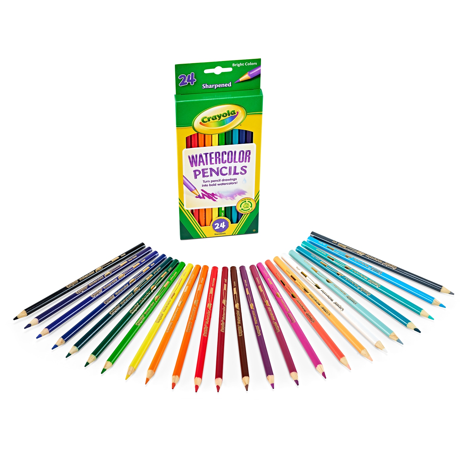 Crayola Watercolor Colored Pencils, Assorted Colors, 24/Box (68-4304)