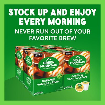 Green Mountain Caramel Vanilla Cream Coffee Keurig® K-Cup® Pods, Light Roast, 96/Carton (GMT6700CT)