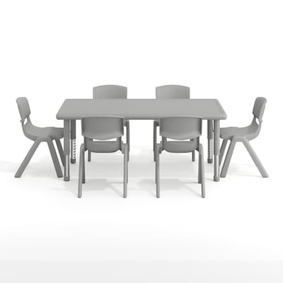 Flash Furniture Emmy Rectangular Activity Table Set, 48" x 24", Height Adjustable, Soft Gray (YCX13RECTTBSGYE)