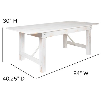 Flash Furniture HERCULES Series 84" Folding Farm Dining Table, Rustic White (XAF84X40WH)