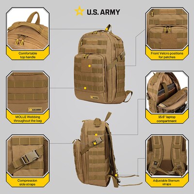 US Army WHISKEY Laptop Backpack, Large, Coyote (USBWHI18COY)