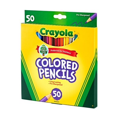 Crayola Kids' Colored Pencils, Assorted Colors, 50/Box (68-4050)