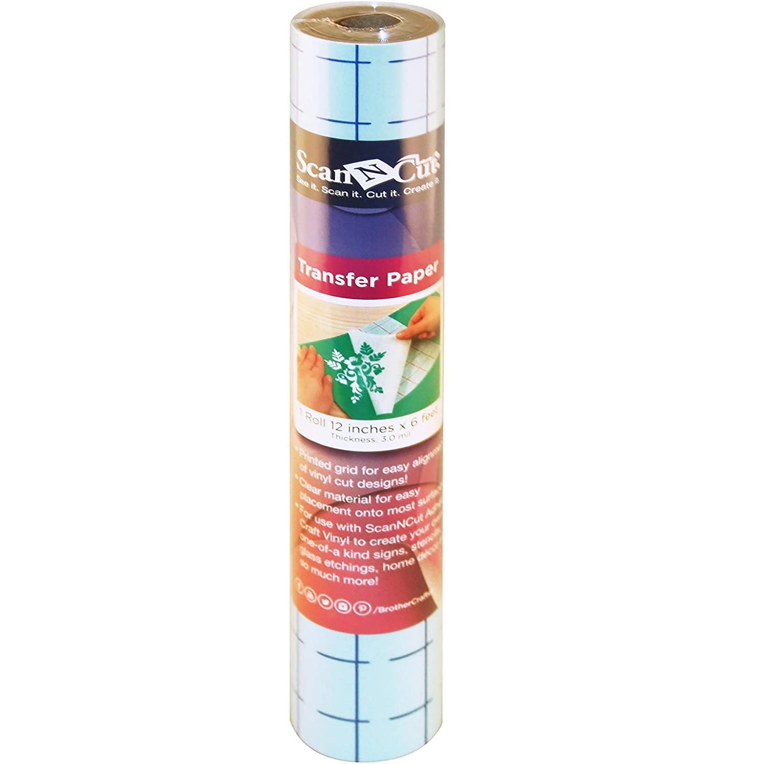 Brother Vinyl Transfer Tape with Grid, 6 Roll (CAVINYLTPG)