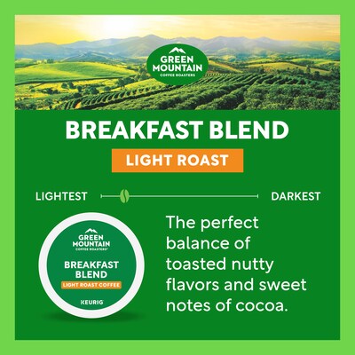 Green Mountain Coffee Roasters Breakfast Blend Coffee Keurig® K-Cup® Pods, Light Roast, 48/Box (81909/15170)