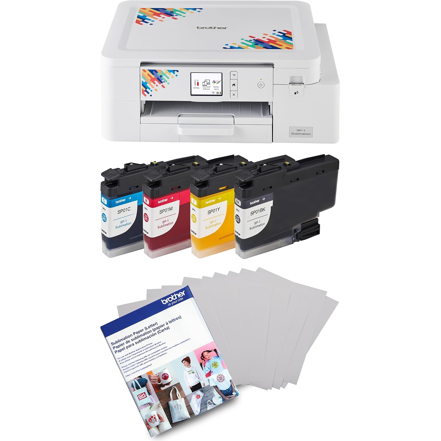 Brother Wireless Color Print Only Sublimation Ink Printer Bundle, Home Office (SP1BNDL-STP)