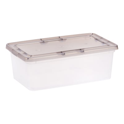 Iris 6.7 Quart Snap Top Plastic Snap Closure Storage Bin, Clear, 10/Pack (500155)