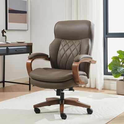 La-Z-Boy Colston Ergonomic Vegan Leather Swivel Executive Chair, Mocha Brown (60120-MBRN)