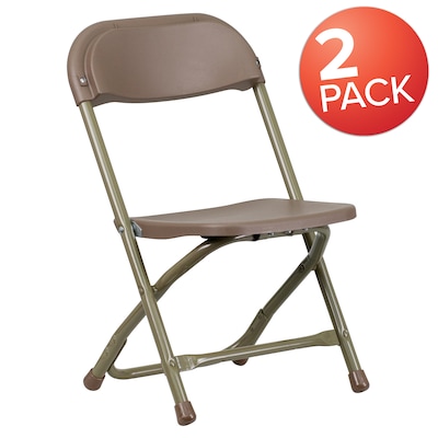 Flash Furniture Plastic Kids Folding Chair, Brown, 2 Pieces (2YKIDBN)