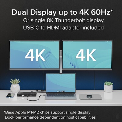 Plugable Thunderbolt 4 & USB4 HDMI Docking Station, 96W, Silver/Black (TBT4-UDX1)