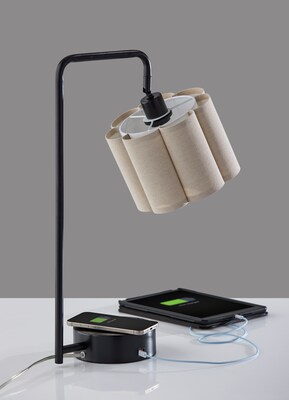 Adesso Dover Supercharger Incandescent Desk Lamp, 22.25"H, Black/Beige (2616-01)