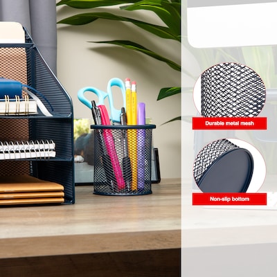 Staples Metal Mesh Pen Cup, Navy Blue (ST63819)