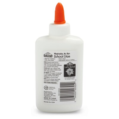 Elmer's Washable Removable Liquid School Glue, 4 oz., White (E304)