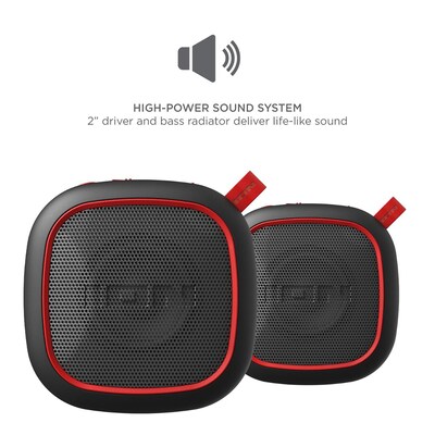 ION Magnet Rocker Wireless Bluetooth Portable Speakers, Water Resistant, Black, 2/Pack (MAGROCKER2P)