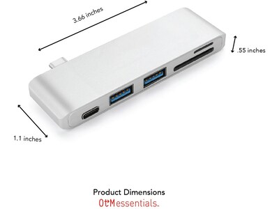 OTM Essentials Basics 3-Port USB-C Hub, White (OB-AIAN)