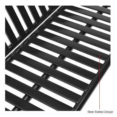 Global Industrial 4' Outdoor Bench w/ Back, Vertical Steel Slat, Black (694853BKKD)