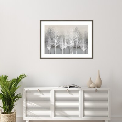 Amanti Art Trees on Gray by Kate Bennett Wood Framed Wall Art Print, 41" x 30" (A42675535020)