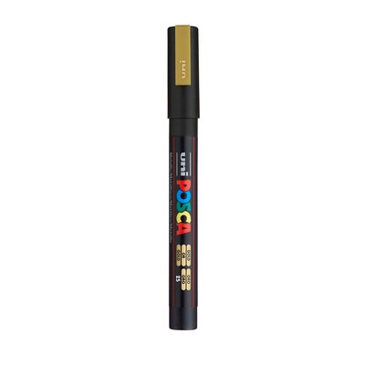 POSCA PC-3M Water Based Paint Marker, Fine Bullet Tip, Gold, 3/PK (UBCPC3MGOLD-3)