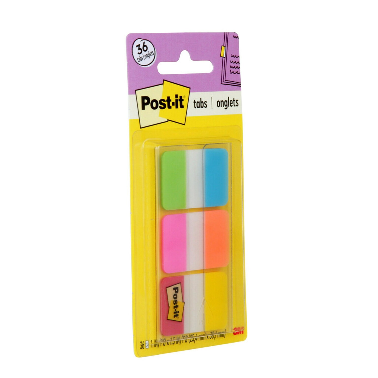 Post-it Tabs, 1 Wide, Assorted Colors, 36 Tabs/Pack (686-ALOPRYT)