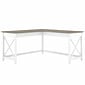 Bush Furniture Key West 60" L-Shaped Desk, Shiplap Gray/Pure White (KWD160G2W-03)